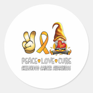 Adesivo Redondo Laço de Conscientização do Câncer Infantil Paz Amo