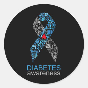 Adesivo Redondo Laço de conscientização do Dia Mundial do Diabetes