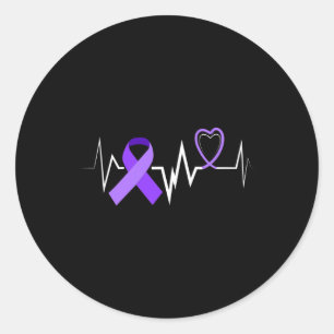 Adesivo Redondo Laço de Epilepsia Batimento Cardíaco Conscientizaç