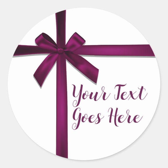 Adesivo Redondo Laço de fita de cetim de vinho Natal Festa de Nata (Frente)