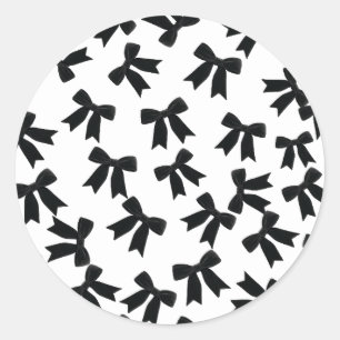 Adesivo Redondo Laço de Veludo Preto Festa de Aniversário Elegante