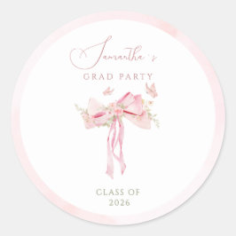 Adesivo Redondo Laço rosa coquette FLORAL graduação