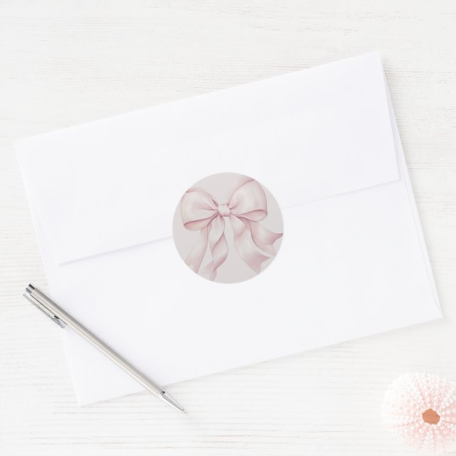 Adesivo Redondo Laço Rosa Empoeirado (Envelope)