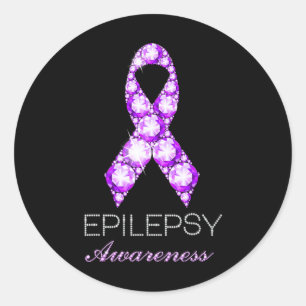 Adesivo Redondo Laço Roxo de Conscientização da Epilepsia Conscien