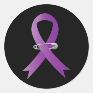 Adesivo Redondo Laço Roxo de Conscientização da Epilepsia no Bolso