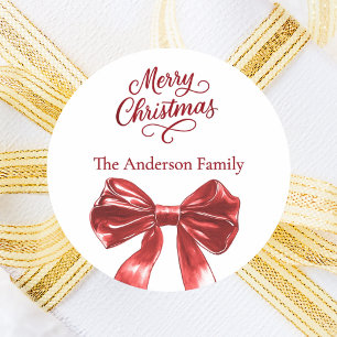 Adesivo Redondo Laço vermelho de Natal