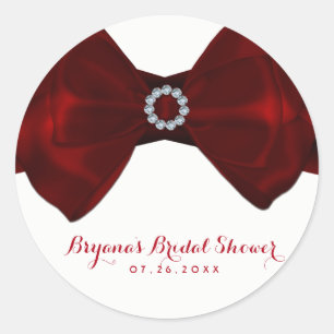 Adesivo Redondo Laço Vermelho & Diamantes Brilho Favor Chic Elegan