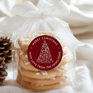 Adesivo Redondo Laços Caprichosos de Árvore de Natal Cranberry Nat