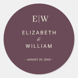 Adesivo Redondo Lacquer de Cereja Simples Elegante, Casamento Mono