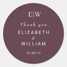 Adesivo Redondo Lacquer de Cereja Simples Elegante, Casamento Mono