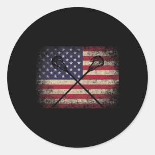 Adesivo Redondo Lacrosse 4 De Julho Gift American Flag Usa - Ball