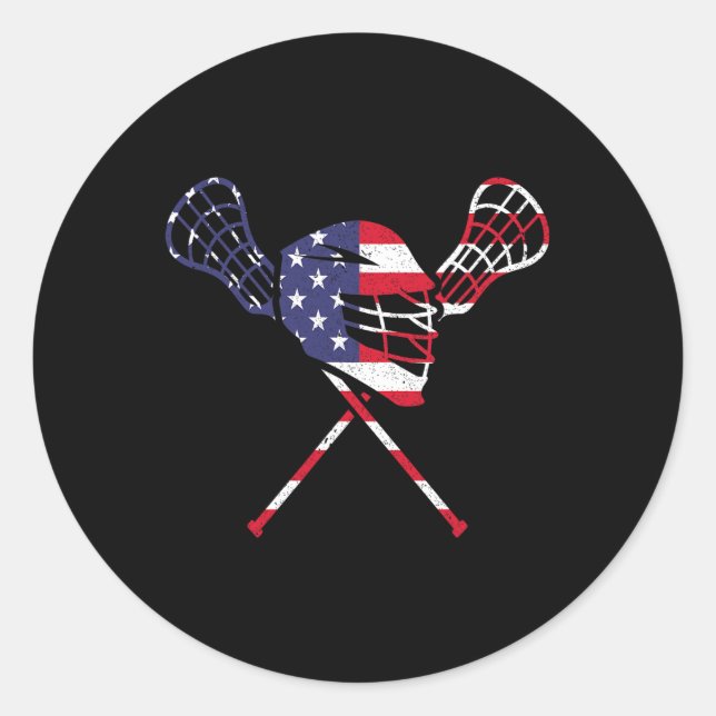 Adesivo Redondo Lacrosse American Flag (Frente)