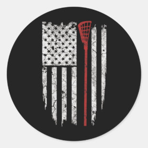 Adesivo Redondo Lacrosse American Flag Men Oferece Camisetas
