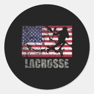 Adesivo Redondo Lacrosse American Flag Usa Flag Fan Vintage Retro