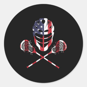 Adesivo Redondo Lacrosse Bandeira Americana Lax Capacete Sticks 4 