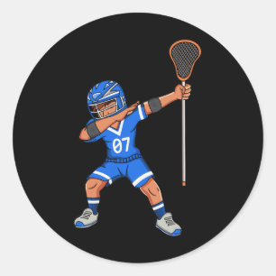 Adesivo Redondo Lacrosse Boy Dabbing Sports Lacrosse Player Graphi