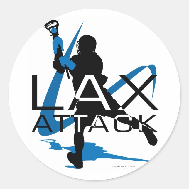 Adesivo Redondo Lacrosse Boys LAX Attack Blue (Frente)