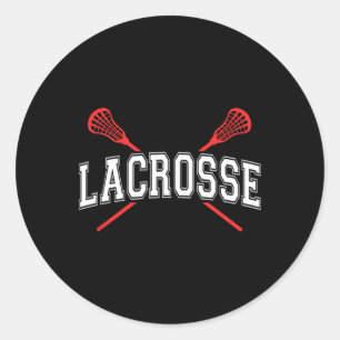 Adesivo Redondo Lacrosse Camisa Vermelha Cruzada Para Jovens Ou Ad