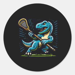 Adesivo Redondo Lacrosse Dinossauro Esportes Modernos Retro Divert