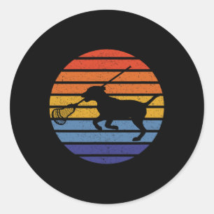 Adesivo Redondo Lacrosse Dog Lover Silhouette