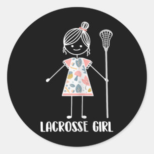 Adesivo Redondo Lacrosse Girl - Lacrosse Team Player Lacrosse