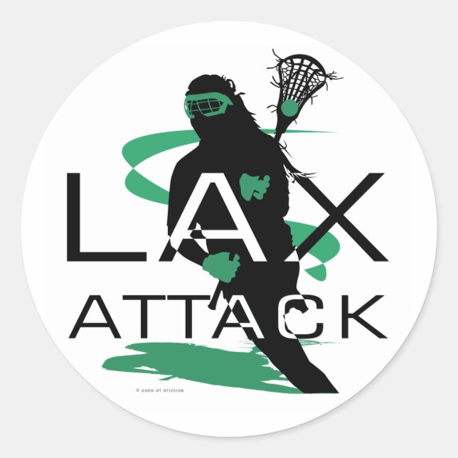 Adesivo Redondo Lacrosse Girls LAX Attack Green (Frente)