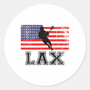 Adesivo Redondo Lacrosse Lax American Flag