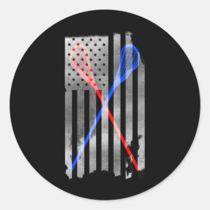 Adesivo Redondo Lacrosse Lax American Flag