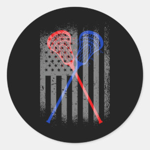 Adesivo Redondo Lacrosse Lax American Flag 1