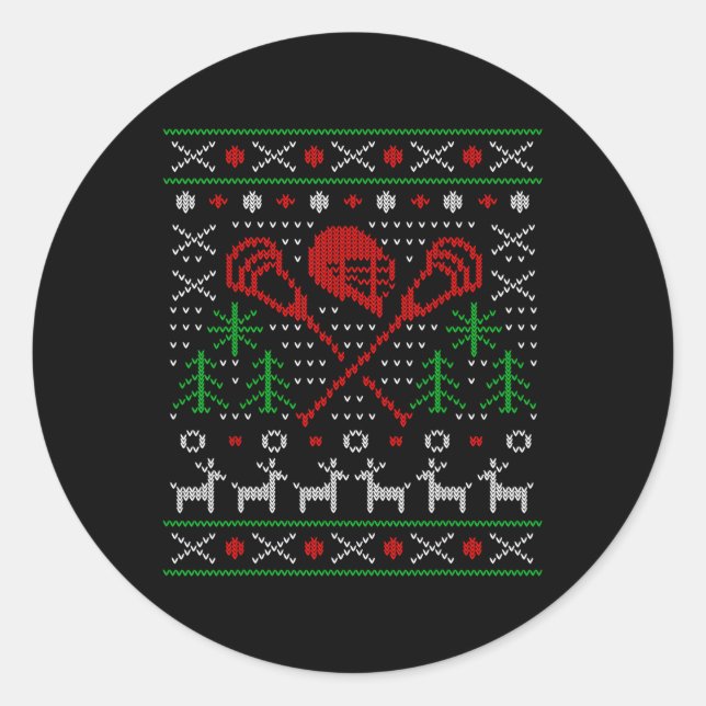 Adesivo Redondo Lacrosse Lax Ugly Christmas (Frente)