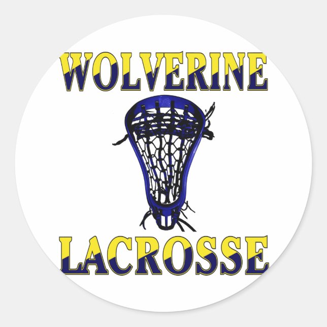 Adesivo Redondo Lacrosse Mascot Wolverinies Sticker (Frente)