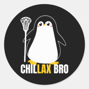 Adesivo Redondo Lacrosse Penguin Funny Lax Team Lacrosse Natal