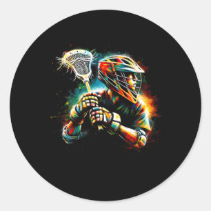 Adesivo Redondo Lacrosse Player Ilustração Jovens Meninas Crianças