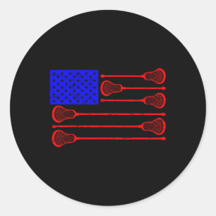 Adesivo Redondo Lacrosse Player Independence Day Lax Patriotic Goa
