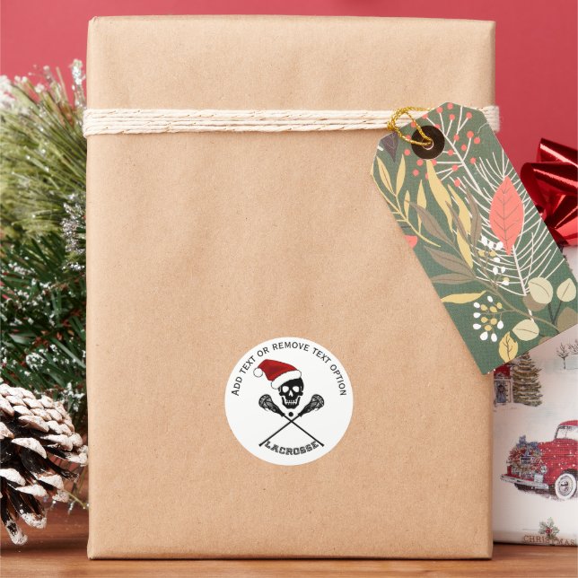 Adesivo Redondo Lacrosse Skull Christmas (Feriado)