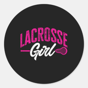 Adesivo Redondo Lacrosse Sport Lacrosse Girl Lax Player