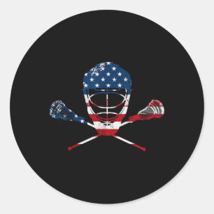 Adesivo Redondo Lacrosse Sport Stick Funny Lax Player Adora Perfei