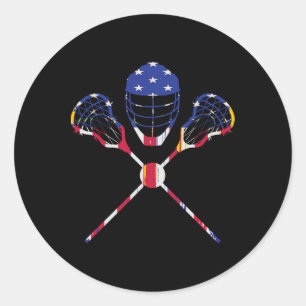 Adesivo Redondo Lacrosse Stick Us Flag Player Lacrosse