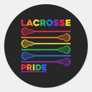 Adesivo Redondo Lacrosse Sticks Lgbtq Orgulho gay de cor arco-íris