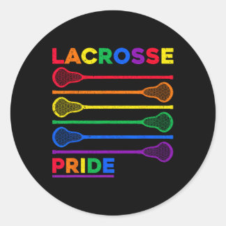 Adesivo Redondo Lacrosse Sticks Lgbtq Orgulho gay de cor arco-íris