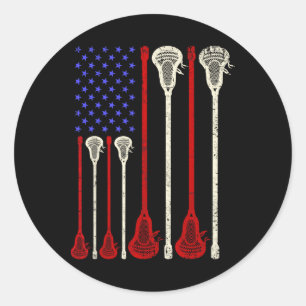 Adesivo Redondo Lacrosse Usa Flag American Lax Sticks