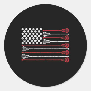 Adesivo Redondo Lacrosse USA Flag Lax