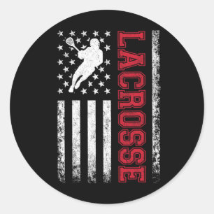 Adesivo Redondo Lacrosse Usa Flag Lax Shirt Men Meninas