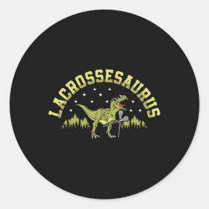 Adesivo Redondo Lacrossesaurus Jogador de Lacrosse Amante de Lax E