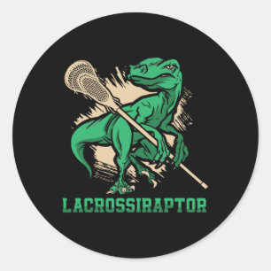 Adesivo Redondo Lacrossiraptor Jogador de Lacrosse Amante de Lax E