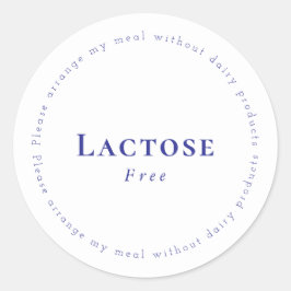 Adesivo Redondo Lactose-Free Request Sticker, White - Navy