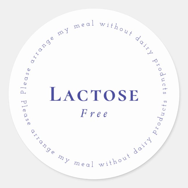 Adesivo Redondo Lactose-Free Request Sticker, White - Navy (Frente)