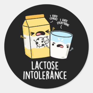 Adesivo Redondo Lactose Intolerância Engraçada Leite Pun Escuro BG