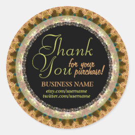 Adesivo Redondo Lacy Mocha Business Obrigado Sticker