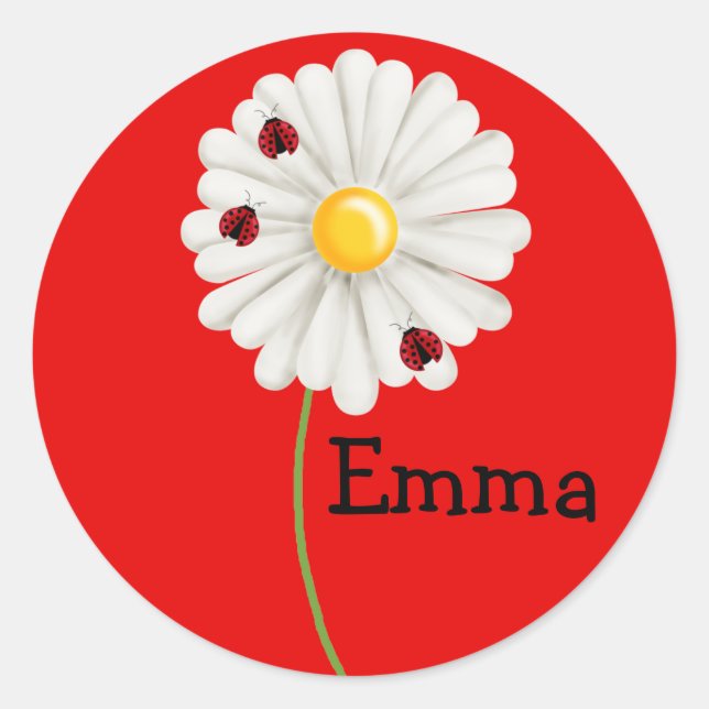 Adesivo Redondo Lady Bug Birthday Stickers (Frente)